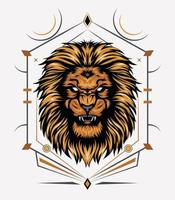 Lion head with sacred symbol vector