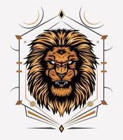 Lion head with sacred symbol vector