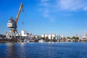 Port of a large Russian city with ships photo