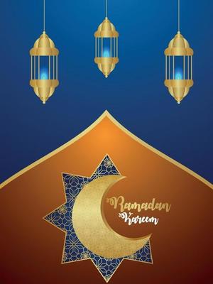 Ramadan kareem or eid mubarak islamic festival celebration greeting card