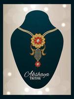 Happy akshaya tritiya festival of india jewellery with gold necklace vector