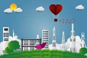 Valentine's day urban scene vector