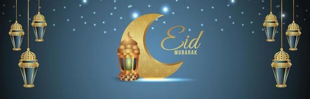 Eid mubarak celebration greeting card with creative vector illustration