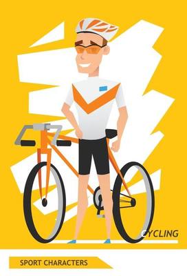 Sport characters cycling player vector design