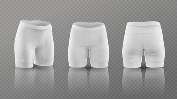 Women's cycling shorts mockup in different positions. Vector illustration