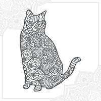 mandala de gato. elementos decorativos vintage. patrón oriental, ilustración vectorial. vector