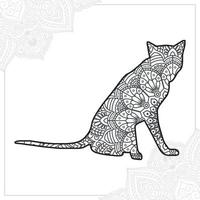 Cat Mandala. Vintage decorative elements. Oriental pattern, vector illustration.