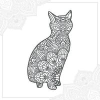 Cat Mandala. Vintage decorative elements. Oriental pattern, vector illustration.