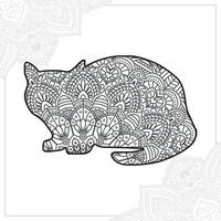 Cat Mandala. Vintage decorative elements. Oriental pattern, vector illustration.