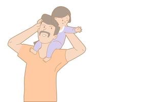 Father with child on his shoulders vector