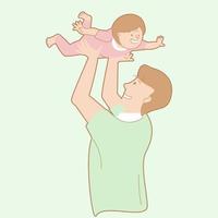 Father's day activity with man holding daughter in air vector