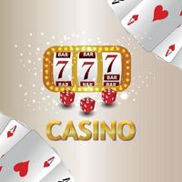 Golden text effect with slot machine and casino chips vector