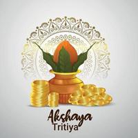 Akshaya tritiya celebration sale promotion with gold coins vector