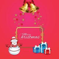 Vector illustration of merry christmas celebration background with gifts and snowmen