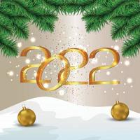 2022 golden text effect, happy new year celebration greeting card vector