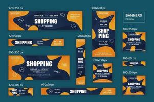 Collection web banners different sizes for mobile and social networks poster shopping ads and marketing material vector