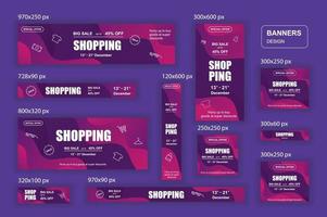 Collection web banners different sizes for mobile and social networks poster shopping ads and marketing material vector