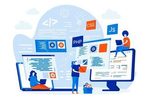 Programming courses web design concept with people vector