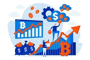 Cryptocurrency investment web design concept with people vector