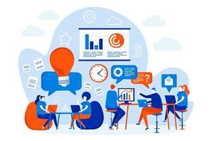 Open space office web design with people characters vector