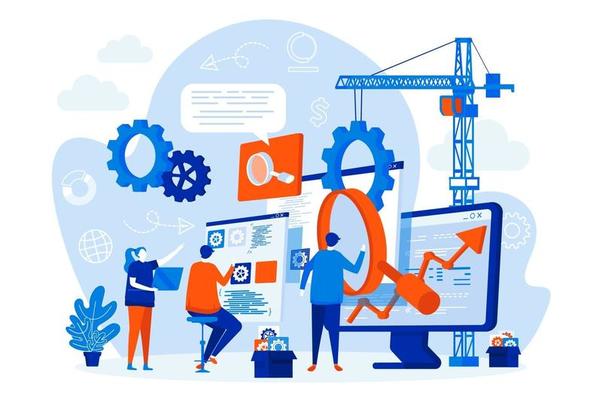SEO optimization web design with people