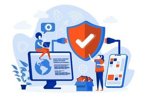 Network security web concept with people vector