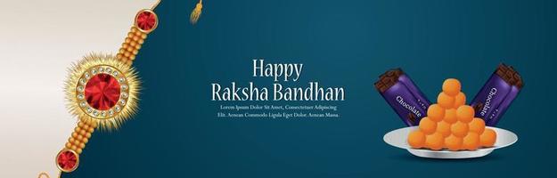 Happy raksha bandhan celebration banner with creative rakhi vector