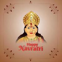 Happy navratri festival of india celebration greeting card with vector illustration of Goddess Durga