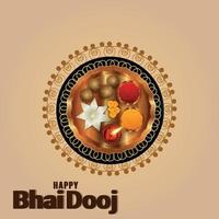 Happy bhai dooj celebration greeting card vector