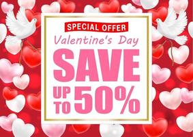 Valentines Day Shopping Sale greeting card banner vector