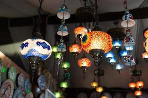 Beautiful Oriental lamps on a dark background photo