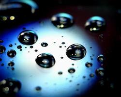 Macro image of droplets on shiny surfae. photo