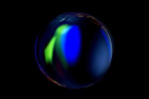 An abstract sphere with a blurry pattern isolated on black background. photo