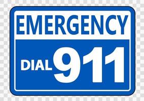 Señal de llamada de emergencia al 911 sobre fondo transparente vector