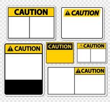 set symbol caution sign label on transparent background vector