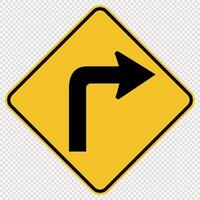 Turn Right Traffic Road Sign on transparent background vector