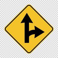 Right turn split sign on transparent background vector