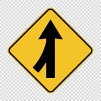 Lanes merging left sign on transparent background vector