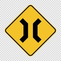 Approaching narrow bridge sign on transparent background vector