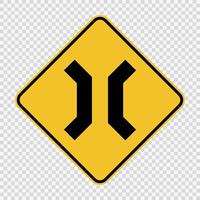 Approaching narrow bridge sign on transparent background vector