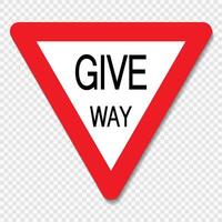 Symbol give way sign on transparent background vector