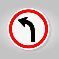 Curve Left  Traffic Road Sign vector