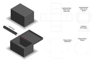 diseño de plantilla troquelada de embalaje de caja. Maqueta 3d vector