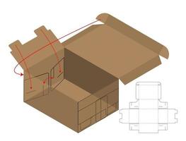 diseño de plantilla troquelada de embalaje de caja. Maqueta 3d vector