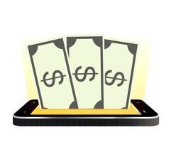 smartphone with money banknotes vector