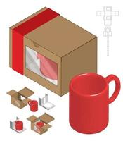 Box cup packaging die cut template design mock-up vector