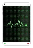 smartphone with green heart rate on screen vector