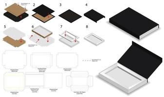 diseño de plantilla troquelada de embalaje de caja. Maqueta 3d vector