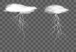 clouds and lightning thunders vector