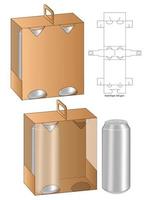 Diseño de plantilla troquelada de envases de bebidas. Maqueta 3d vector